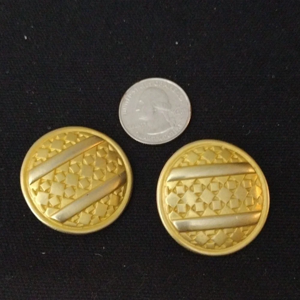 Vintage Givenchy Gold Tone Round Textured Clip On Earrings - Picture 5 of 5